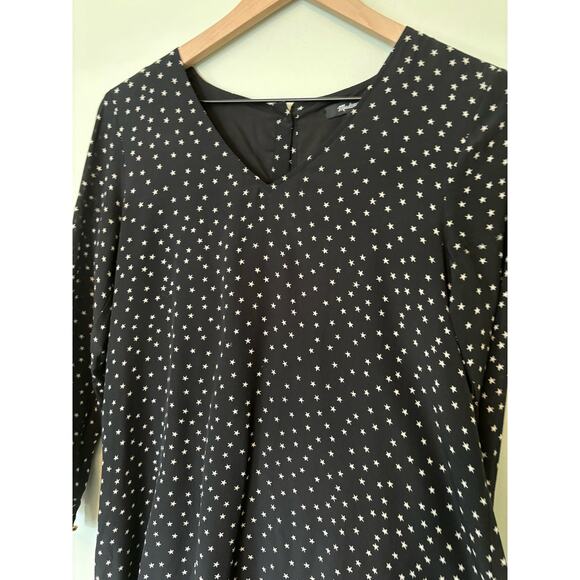 Madewell Star Print Silk Dress XXS Black Short - Picture 6 of 11